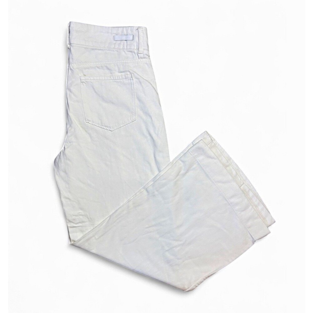 PAIGE Sasha Crisp White High Rise Wide Leg Pintuck Denim Trousers 32 XL